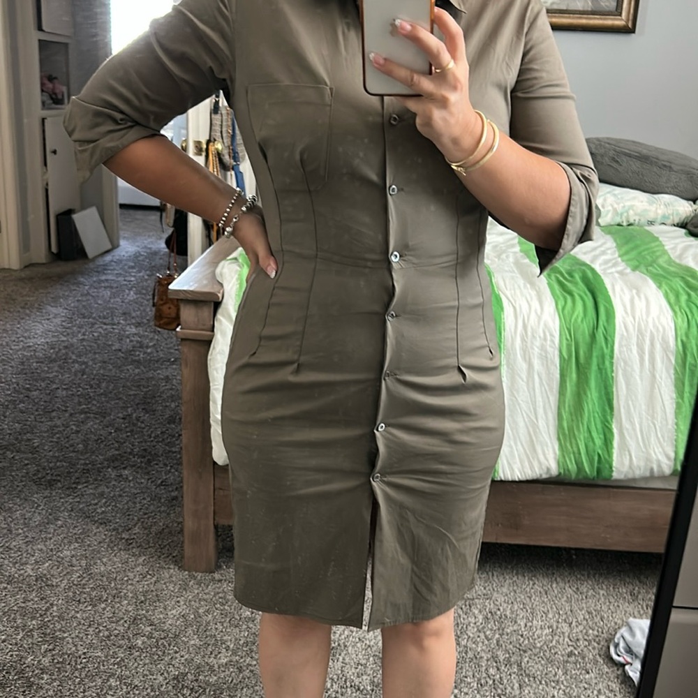 Prada Olive Green Button-Down Dress size 42